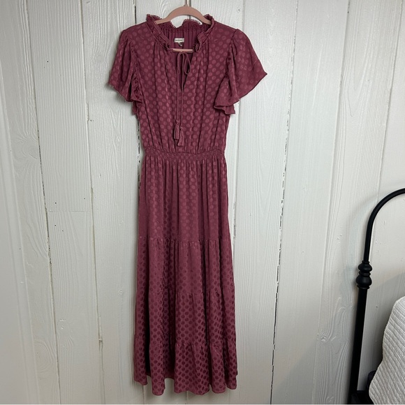 Max Studio Mauve Polka Dot Midi Dress Women’s Size M - Picture 2 of 6